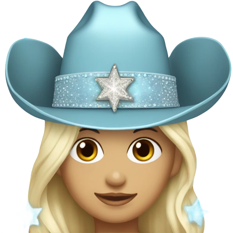 light blue cowgirl hat with sparkles without a person wearing it  emoji