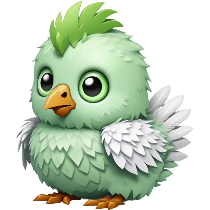 baby zombie on a tiny white chicken in Minecraft style emoji