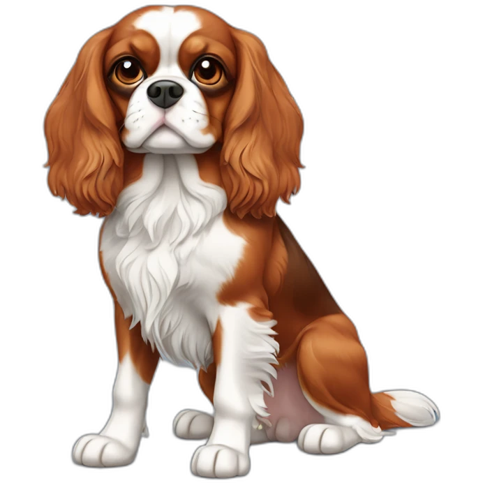 Full body Tri-color Cavalier King Charles spaniel emoji