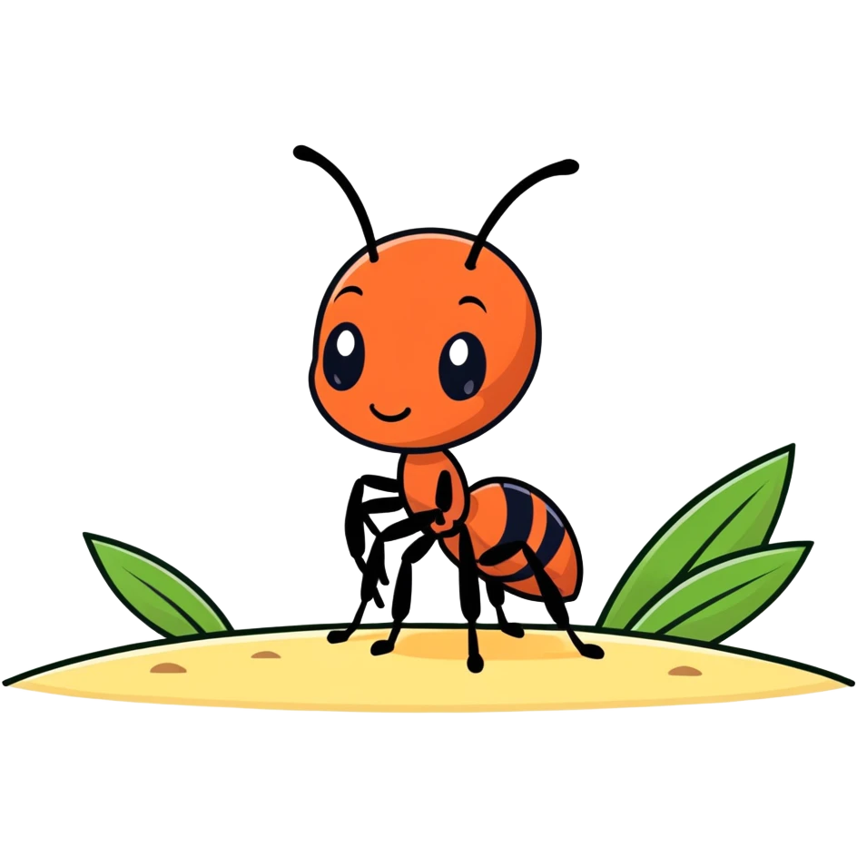 Cute Ant standing on a grain of rice emoji