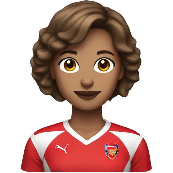 Pretty woman with short brown hair wearing an Arsenal jersey emoji