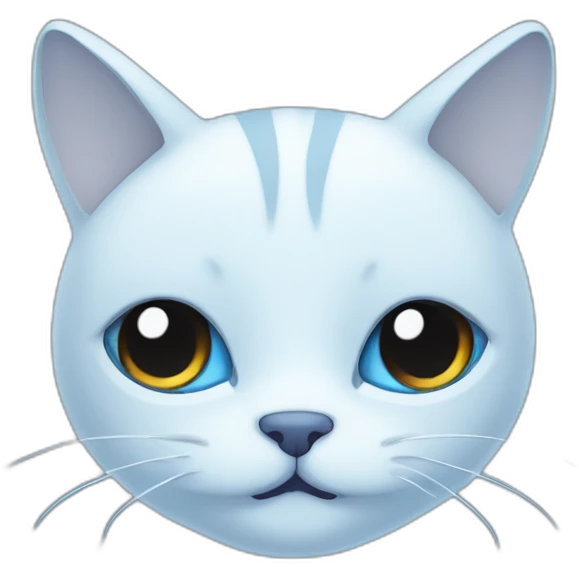 Blue simplistic sketch of a cute cat face emoji