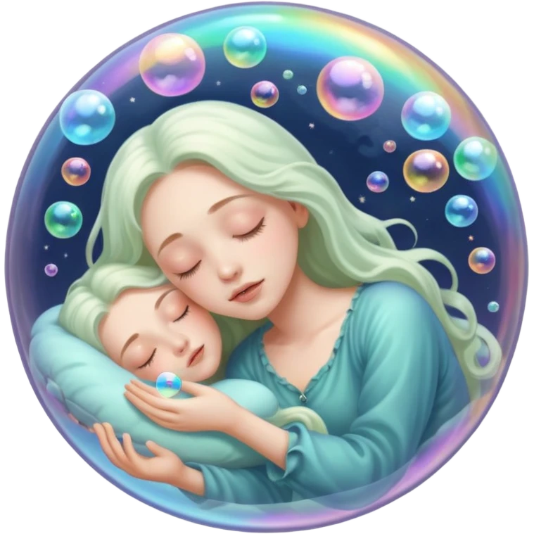 soap bubble with sleeing woman inside emoji