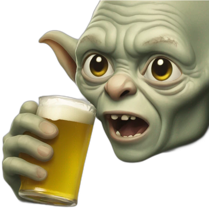 Gollum drinking beer emoji