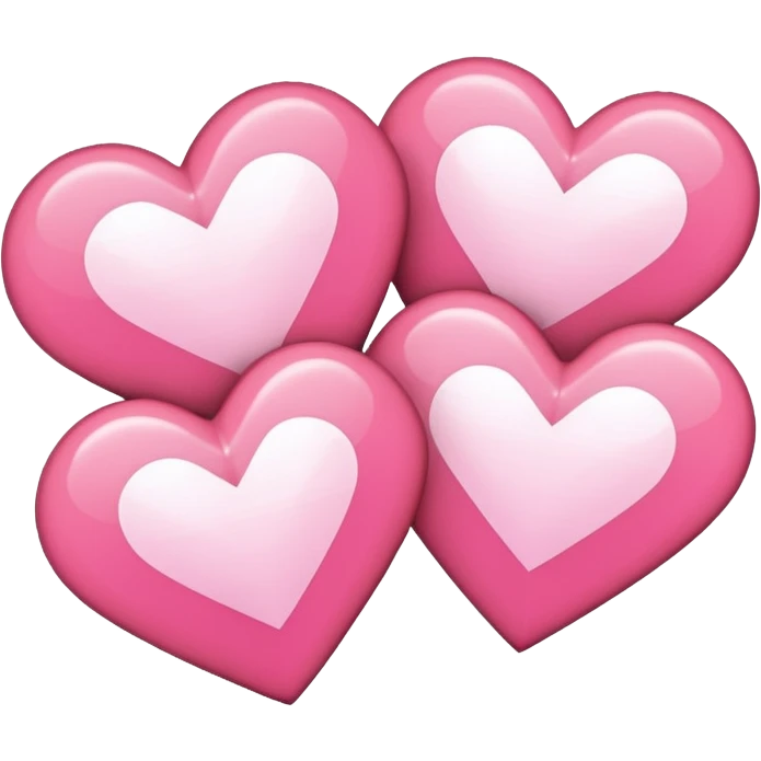 three pink "pixelart" hearts with white-glowing effect emoji
