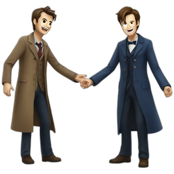 10th Doctor laughing with 11th Doctor  emoji