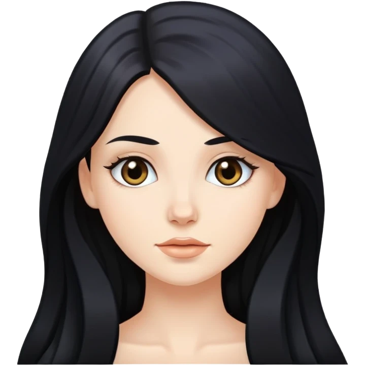 Chica guapa blanca con pelo largo negro  emoji