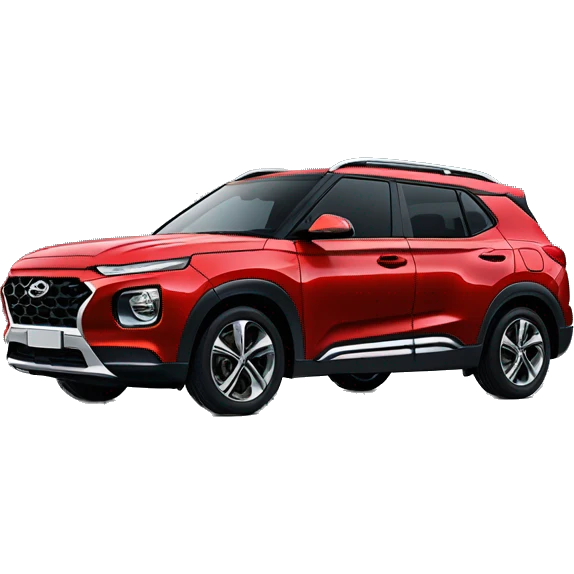Red Hyundai Venue facing left at a slight slant towards the canera emoji