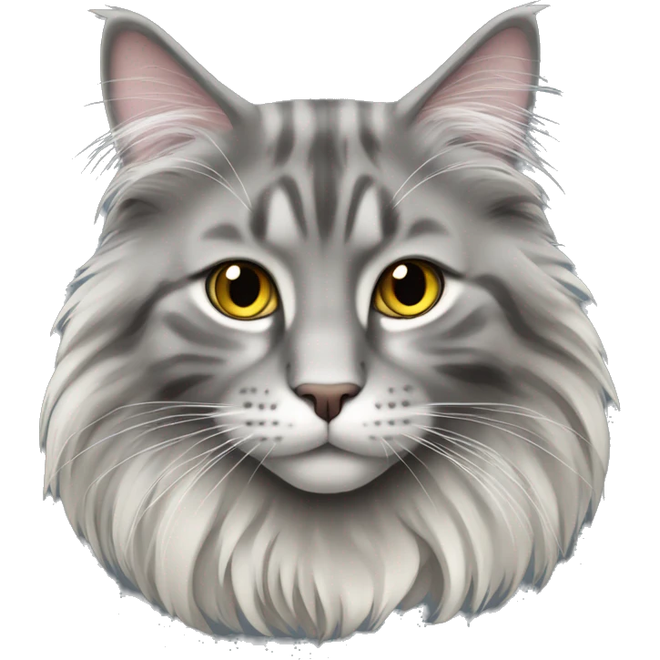 Grey Norwegian forest cat emoji