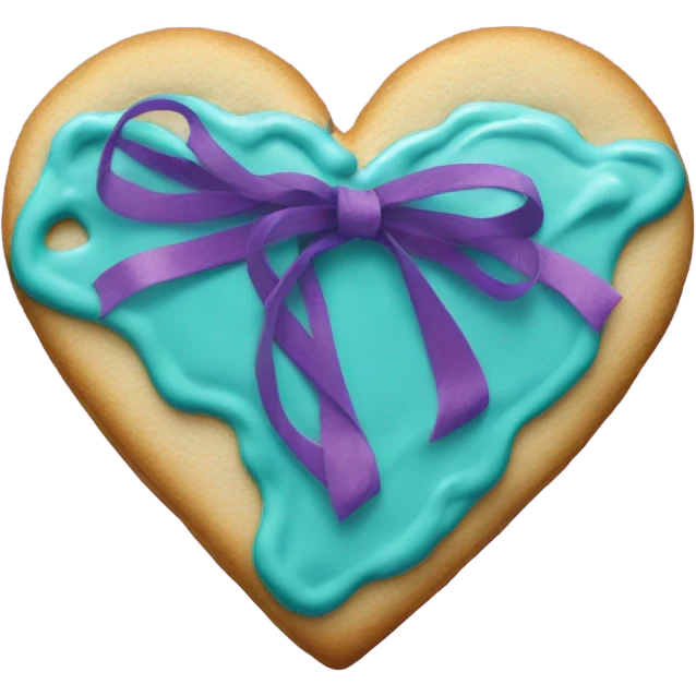 Cookie heart with teal purple support ribbon loop emoji