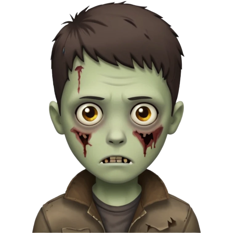 zombie white boy with dark brown edgar haircut and brown eyes emoji