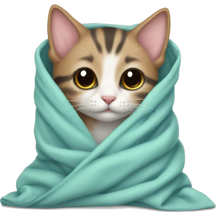 Small kitten cover in blanket emoji