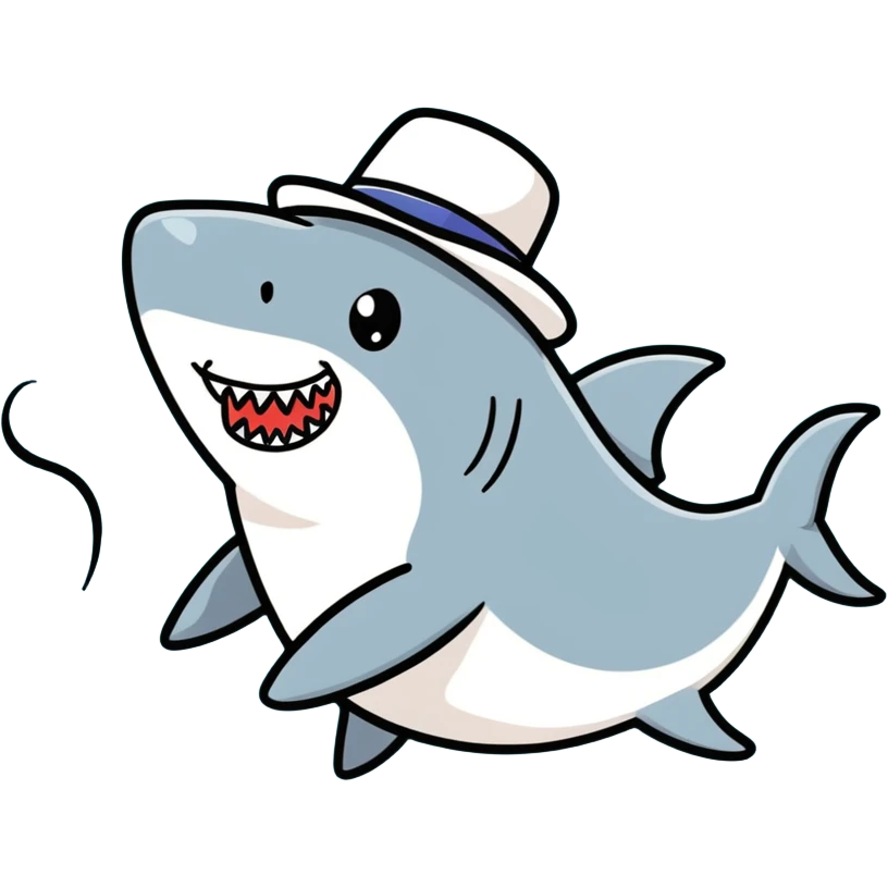 Shark with a top hat emoji