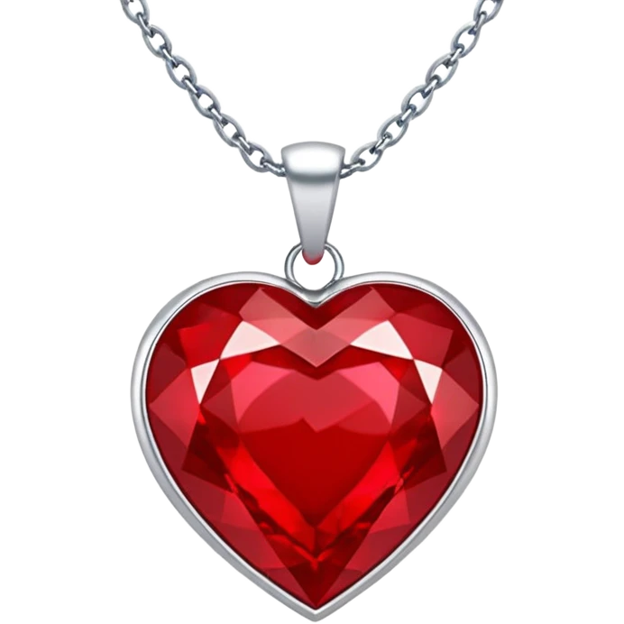 heart ruby pendant with silver chain and white stones emoji