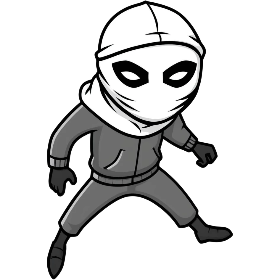 thief with mask in black and white emoji