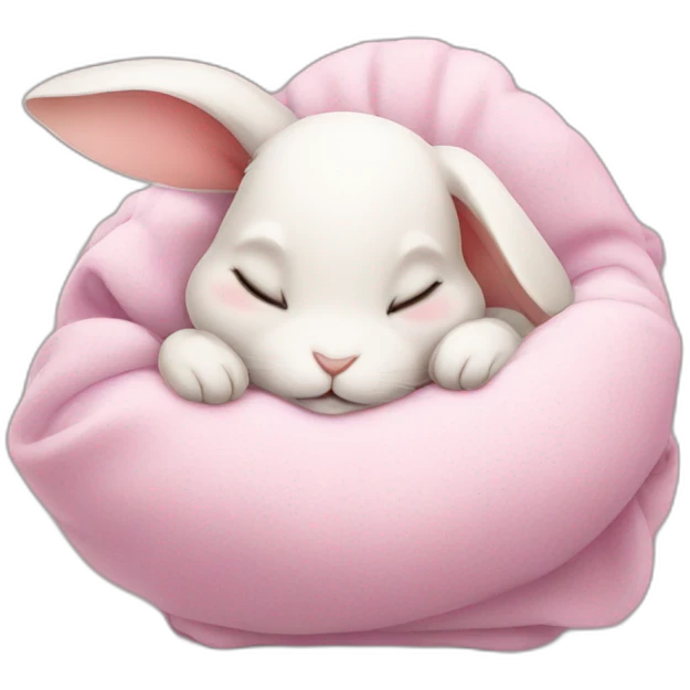 baby rabbit sleeping with heart emoji