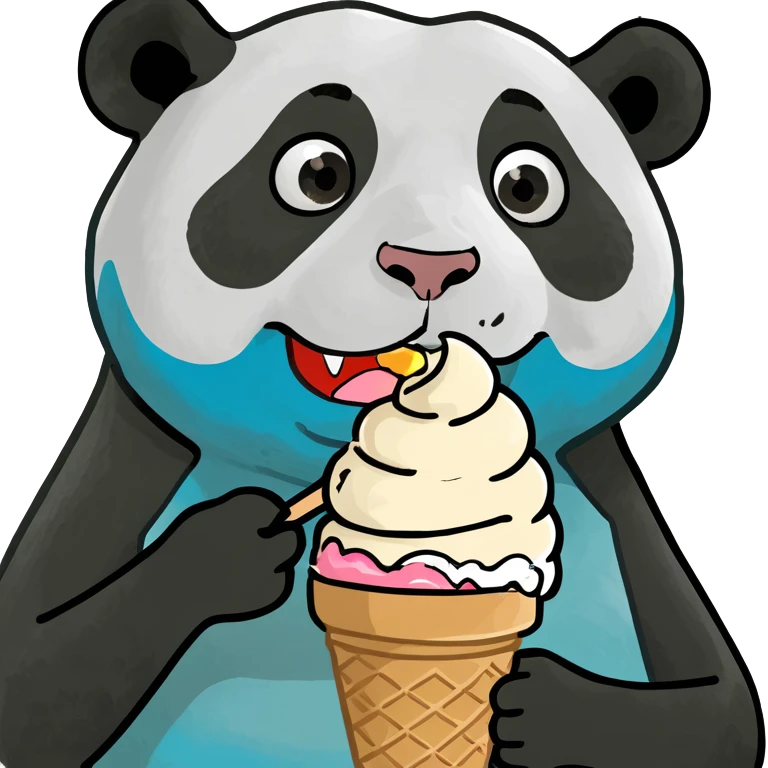 Panda eating ice cream emoji