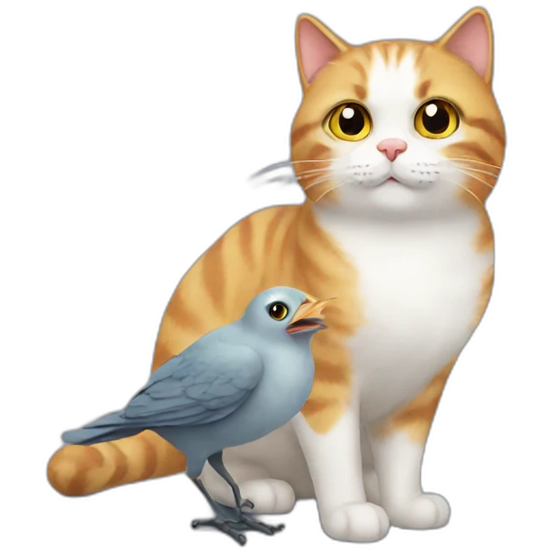 cat speaking with bird emoji