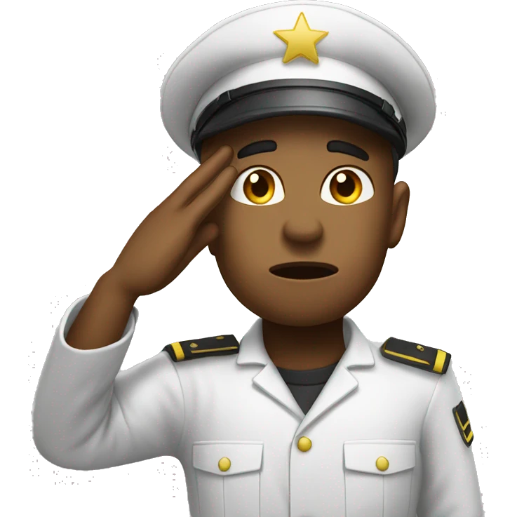 salute with stressed fac emoji