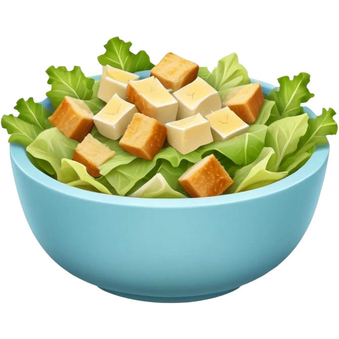 super realistic caesar salad in small light blue bowl emoji