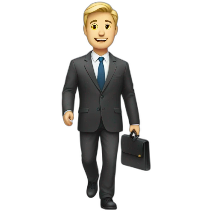 guy in a suit walking on his phone emoji