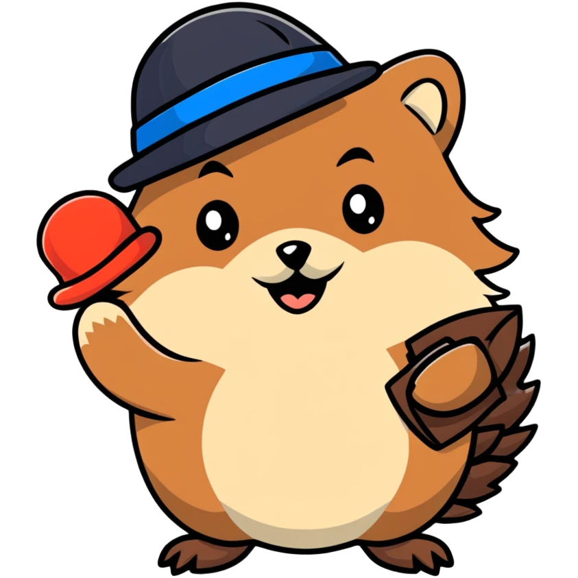 A hedgehog holding a hat in its hand emoji