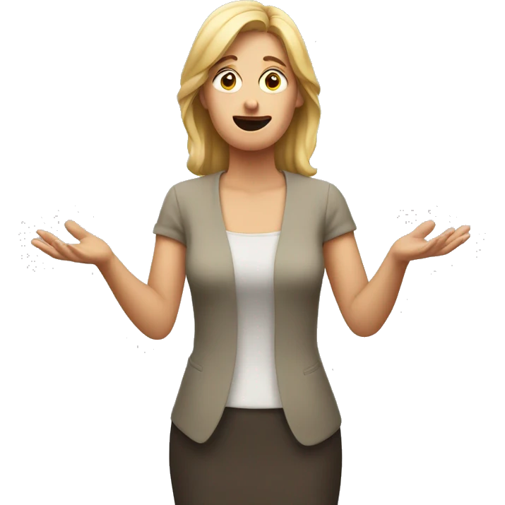 white woman shrugging hands incensed emoji