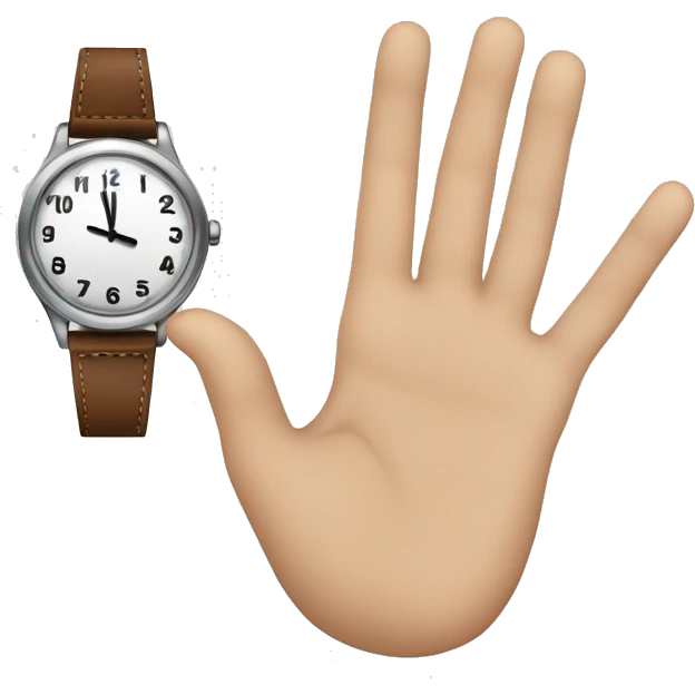 A White person with a Watch in a hand, and on the another hand showing the number 1 with it’s finger  emoji