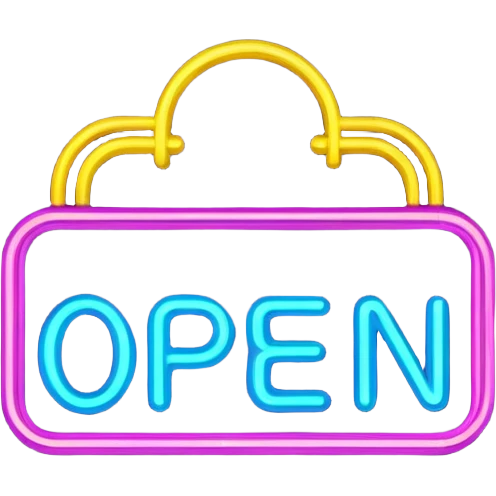 Make a neon open sign emoji emoji