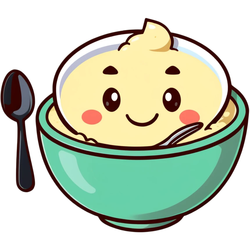smiling bowl of creamy porridge with a spoon emoji