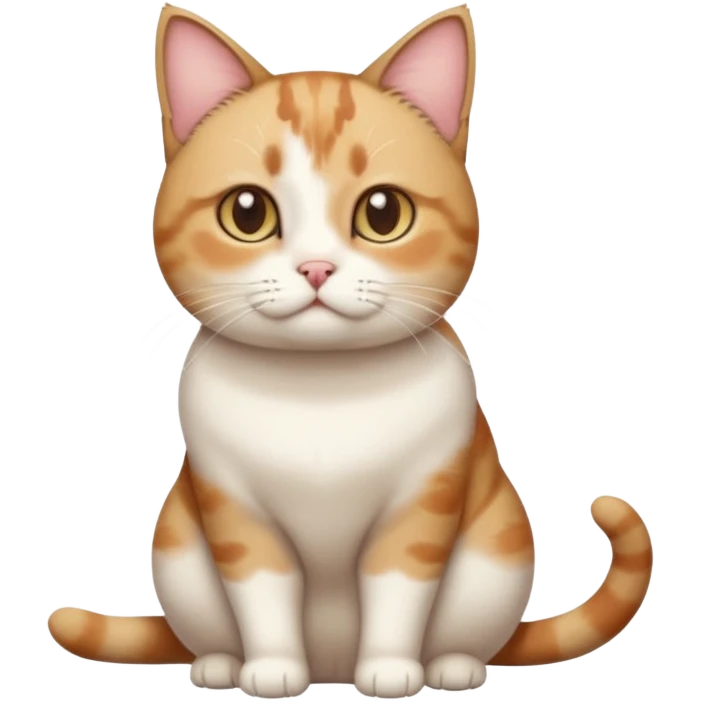 full body torbie and white cat with small head and short but chubby body emoji