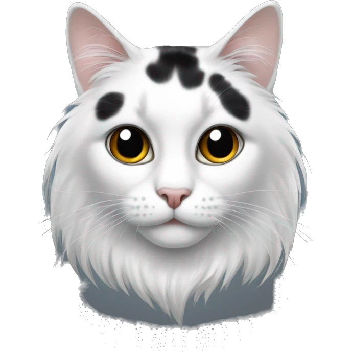 Black and white long hair cat with black spot on muzzle emoji