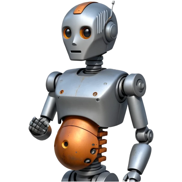 Pregnant male robot emoji. Profile view. Facing left. Square head. emoji