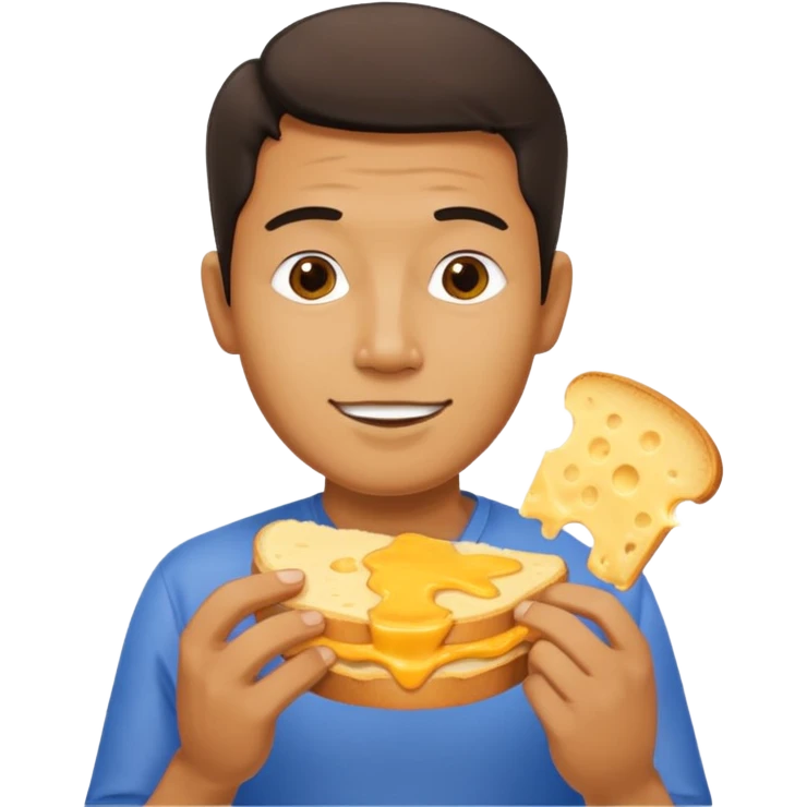 Thai man eating cheese toastie emoji