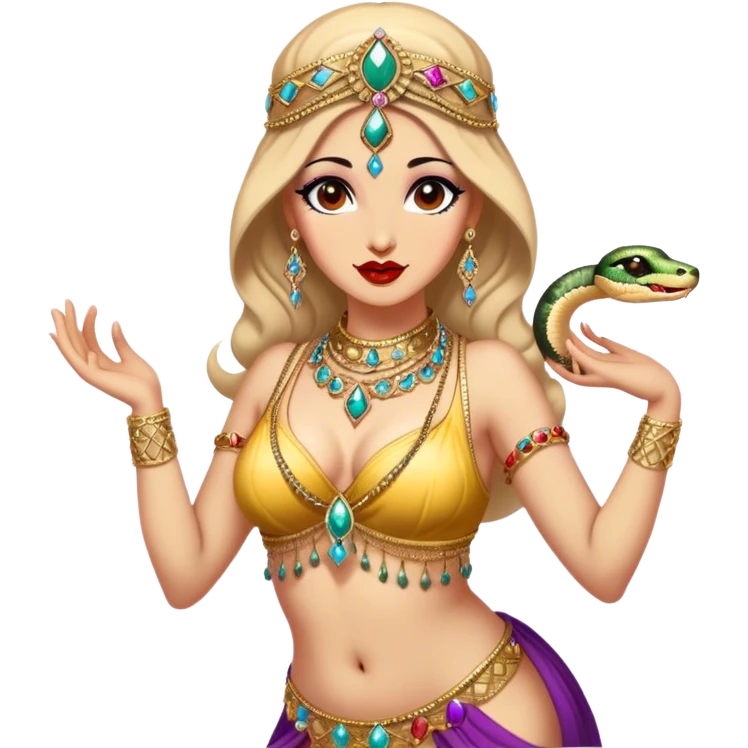 Vintage circus belly dancer with snake over her shoulders emoji