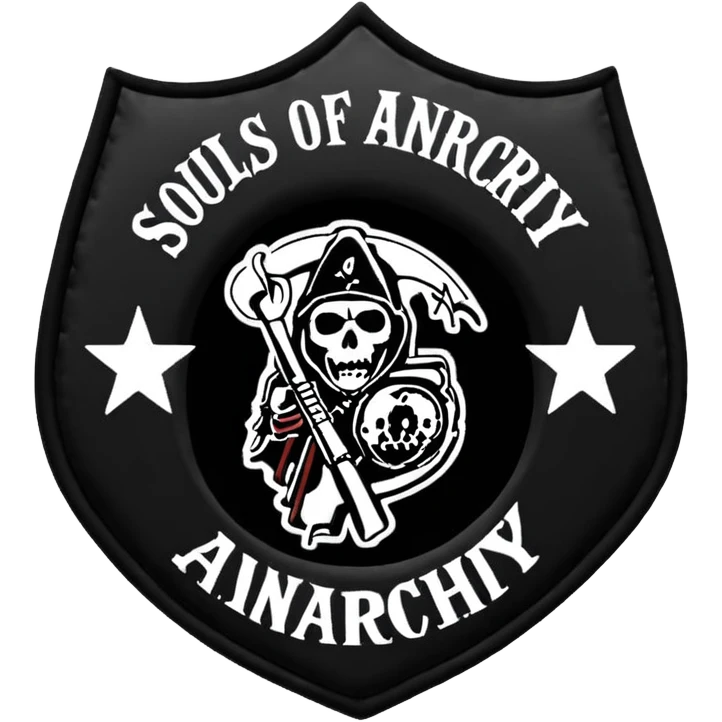 Sons of anarchy logo but to have a banner on top saying SOULS OF ANARCHY emoji