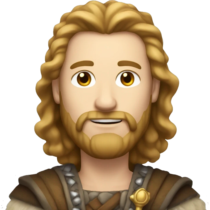 A king with white skin, light brown hair and low beard with no mustache  emoji