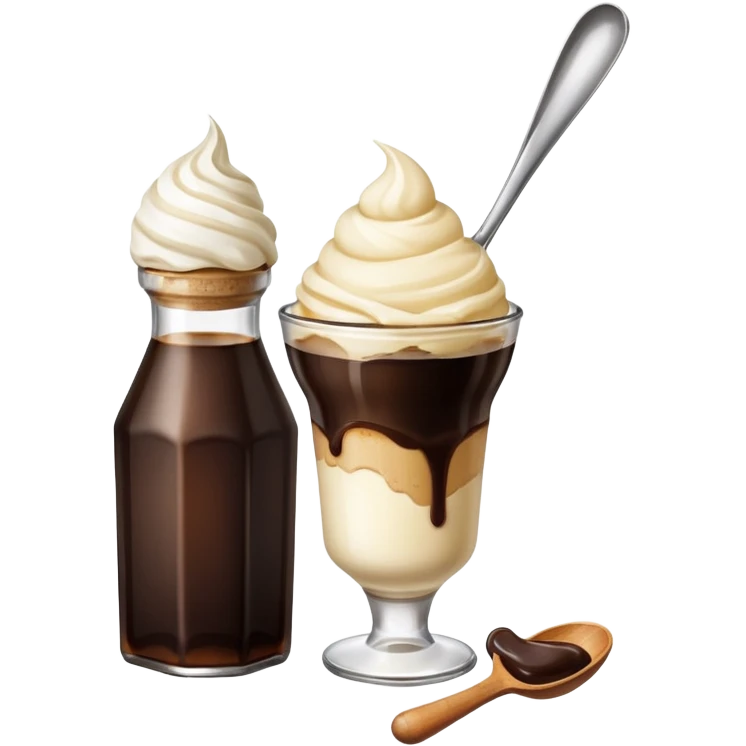 Soy sauce bottle next to ice cream. emoji