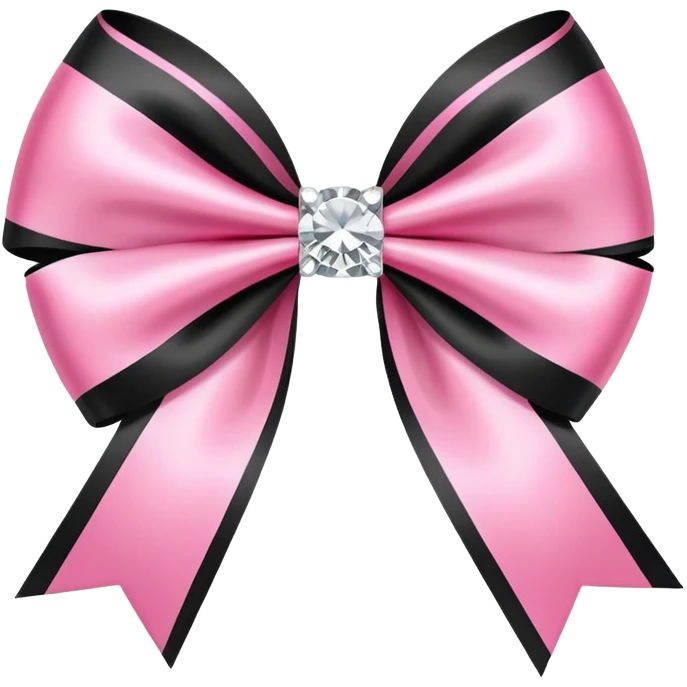 Black and Pink Bow with Diamonds  emoji