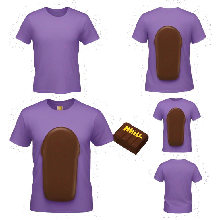 Light purple t-shirt with text “milfa” in style milka chocolate  emoji