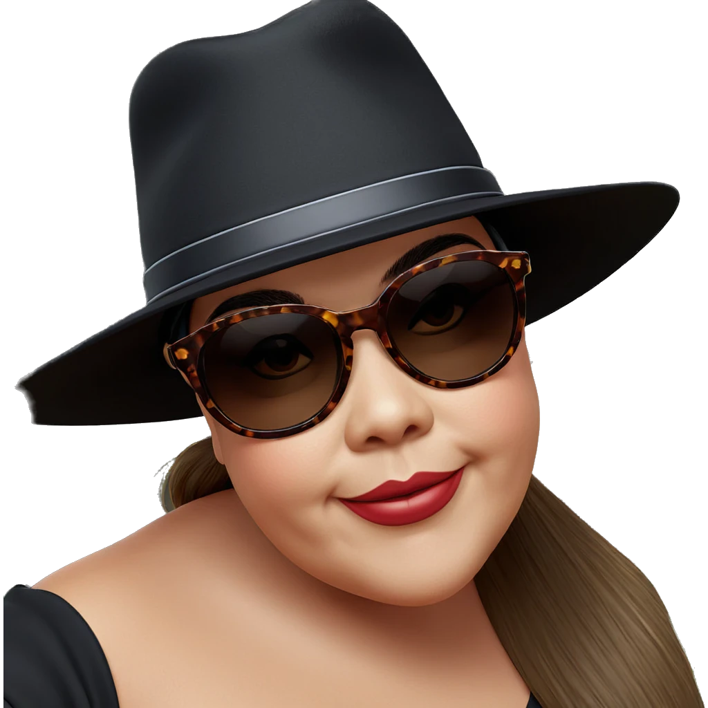 girl in hat with sunglasses emoji