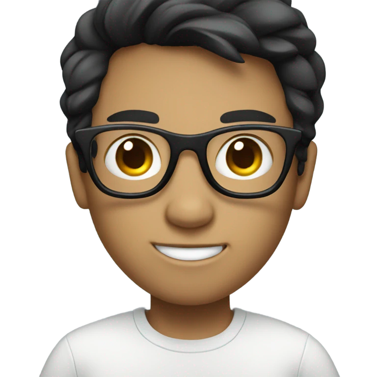 Boy with macbook and glasses and white skin and black hair emoji