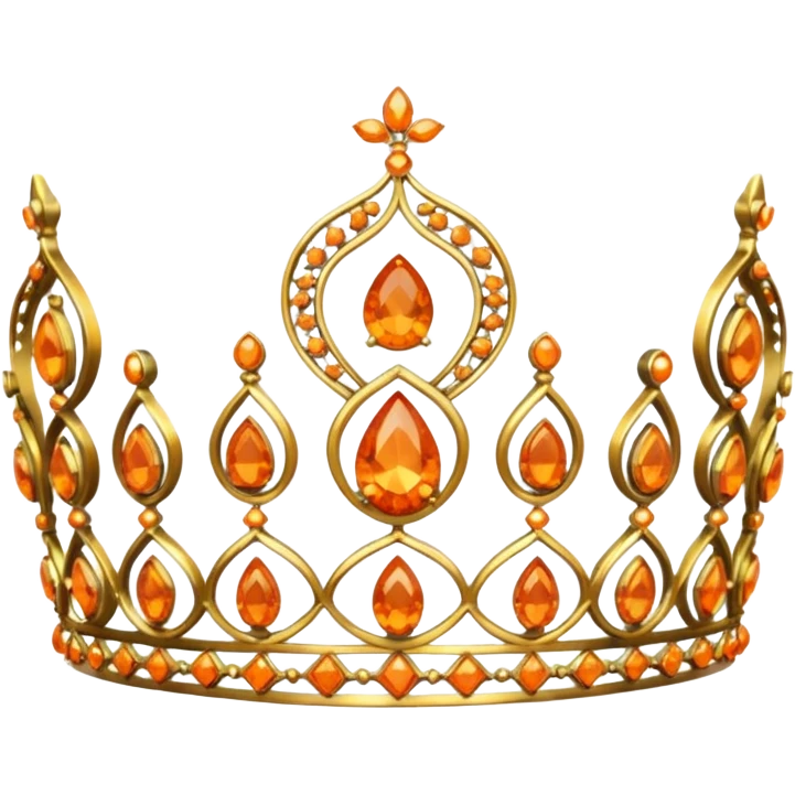 gold tiara with orange stones emoji