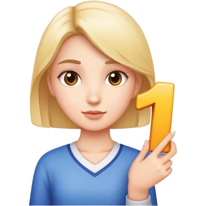 Girl holding number 1 emoji