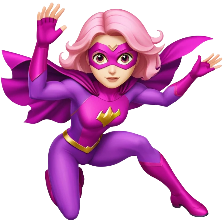 pink violet woman superhero flying emoji