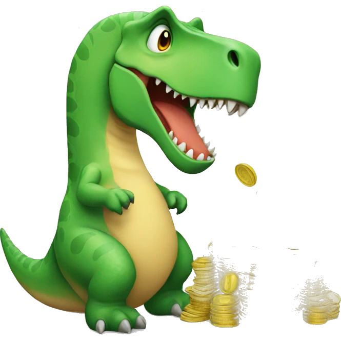 dinosaur making money emoji