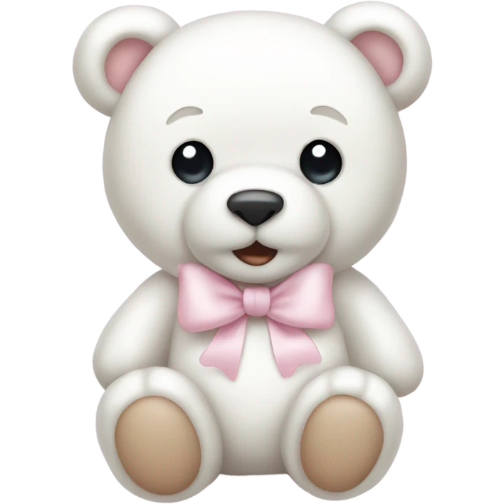White teddy bear with light pink bow on the ear emoji