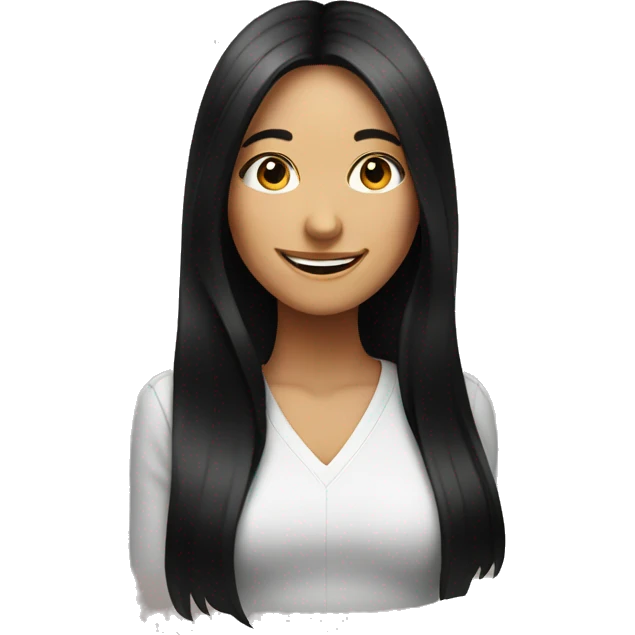 smiling woman portrait with long black hair emoji