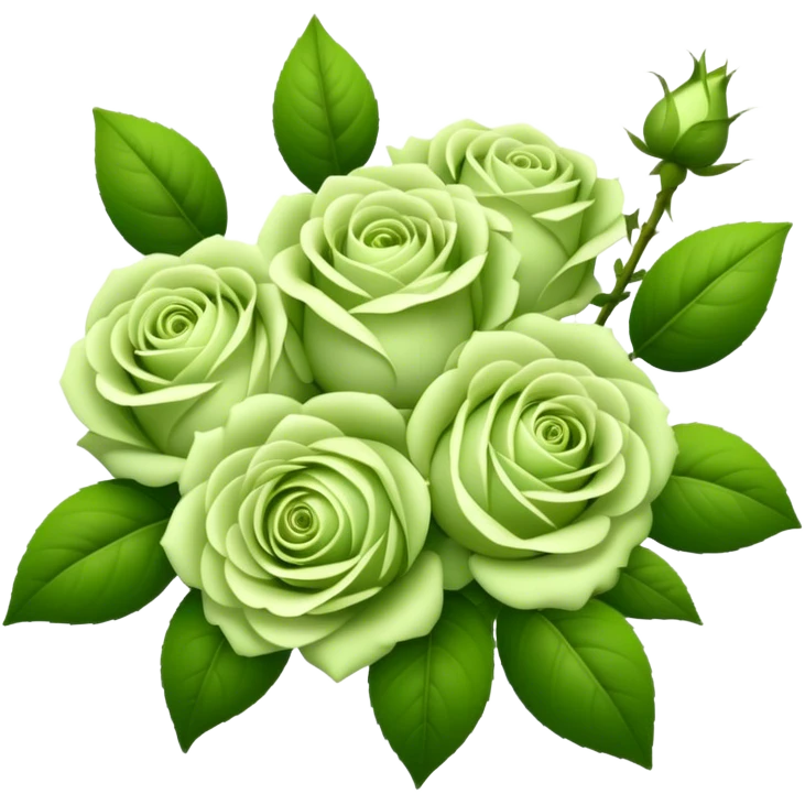 big bouquet Soft Green Tea Rose, luxuriant, leaf, bud emoji