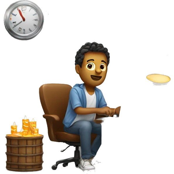 man in casual clothes who is trading stocks at a laptop, show candle sticks emoji